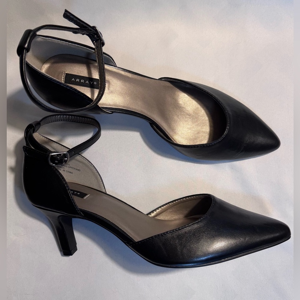 Array New Elegant Black Ankle Strap Heels, Size 10M